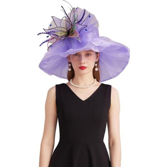 Women's Kentucky Derby Church Dress Hat 05 Lightpurple - Picture 1 of 7